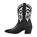 Onlymaker Women's Embroidered Cowboy Ankle Boots Pointed Toe Chunky Block Heel Patent Leather Pull Up Cowgirl Western Ankle Booties Black Size 12