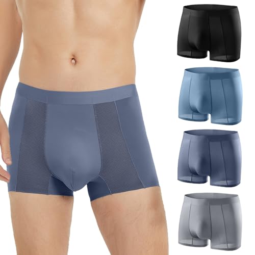 Mens Underwear Boxer Briefs Breathable Boxers for Men Comfortable Lightweight Underwear Built-in with 3D Pouch