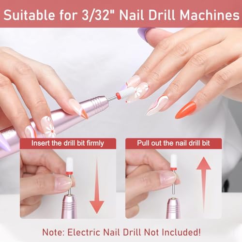 MAYCREATE® 5Pcs Ceramic Nail Drill Bits Universal 2.35mm(3/32'') Shank Nail Drill Bits for Nail Drill Machine Multifunctional Nail Drill Bits for Gel Nail Removal, Shaping,... - Image 5