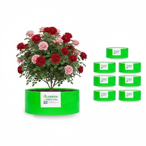 Image of HDPE Grow Bags for Plants 24X18 Inch (Pack of 8) | 260 GSM Heavy Duty UV-Protected Round Green Colour Plant Bags for Terrace and Vegetable Gardening | Strong & Reusable|