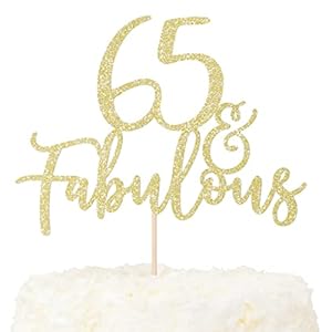 LOVENJOY Cake Topper 65 und Fabulous Geburtstag Tortendeko Gold Glitter 65. Kuchen Topper für 65th Birthday Party Kuchen…