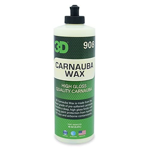 3D Carnauba Wax – Liquid Brazilian #1 Grade Wax for Deep Gloss & UV Protection | Easy Application | Safe on All Paint | Non-Staining Formula | Made in USA | 16 oz
