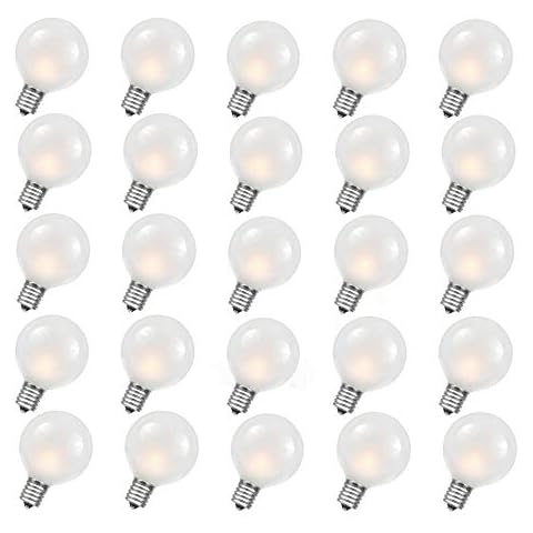 Romasaty G40 Frosted Outdoor Globe Replacement Bulbs Edison Style Glass Bulbs -UL Listed for Indoor/Outdoor, 5 watts /110 volts/E12 Base 25 Pack Frosted White Bulbs Cover