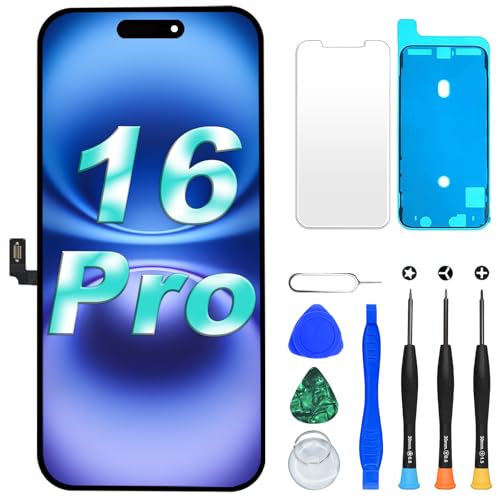 DIGI4U LCD for iPhone 16 Pro Screen Replacement 6.3[3D Touch][Small Notch] Screen for iPhone 16 Pro Display Digitizer Assembly with Repair Tools for iPhone 16 Pro LCD