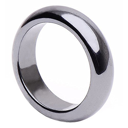 Schmuck-Krone - Edelsteinschmuck Bague en véritable hématite gris foncé, lisse, pierre ronde, mixte