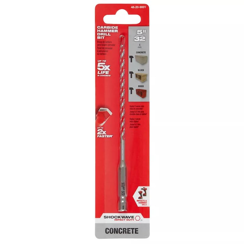 Fits for Milwaukee 48-20-9001 5/32 x 4 x 6 Carbide Hammer Drill Bit
