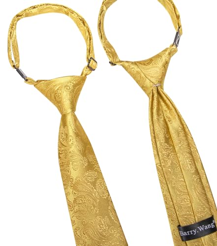 Image of Barry.Wang Boys Ties School Pre-Tied Kids Necktie Handkerchief Clip Set Uniforms Child Ties for 8-14 Years Wedding Party