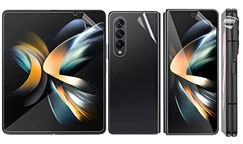 Image of Tempered Glass Screen Protector compatible with Samsung Galaxy Z Fold4 5G | Front /Back Membrane Hydrogel Screen Protector |Inside Screen /Hinge (4 Pieces) | Full Phone Coverage-1Pack