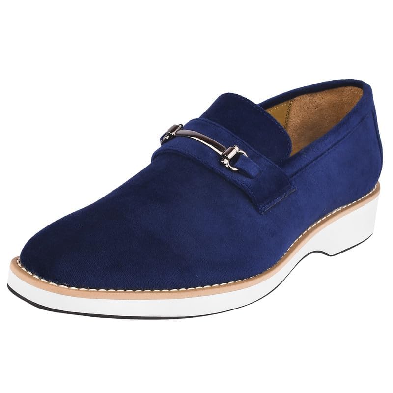 Image of LIBERTYZENO Mens Tuxedo Canvas Textile and Suede Leather Noble Loafers and Slip On Wedding Party Shoes for Easter Gift