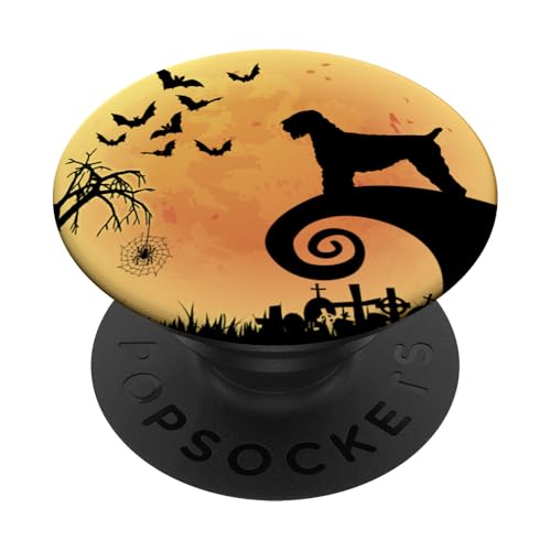 Black Russian Terrier Dog Scary Moon Funny Halloween Costume PopSockets PopGrip Intercambiable