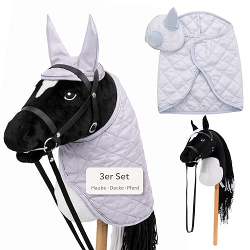 Hobby Horse grand cheval de qualité supérieure avec accessoires de pansage gris