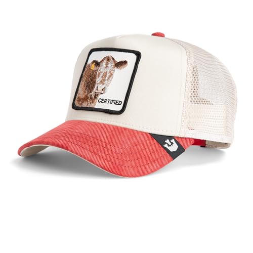 Image of Goorin Bros. The Farm Unisex Original Adjustable Snapback Trucker Hat, Red (The Certified Cow), One Size