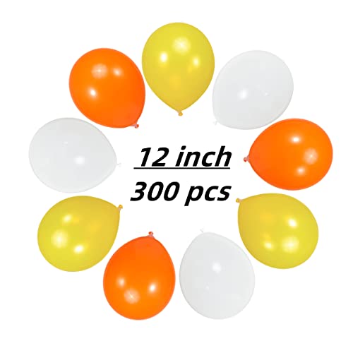 Image of 300 Pack Yellow Orange White Balloons 100 of each of the 3 colors 12 inch Yellow Orange White Latex Party Balloon Bulk for Various Party Events Decorations