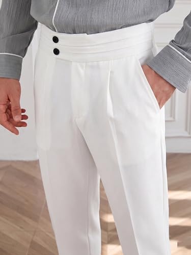 Image of TOPLOT Men's Cotton Casual Trouser | Elegant Pleated Front with Dual-Button Waistband | Comfortable Stretch Elasticity for Easy Movement | Tapered Ankle Finish | Casual & Office Wear (5277)