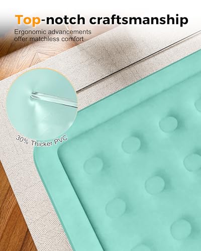 Image of Twin Air Mattress with Built in Pump, Single Blow up Air Bed with Portable Storage Bag, Suitable for Home and Guests, Top Flocking, 18 inch Turquoise Green