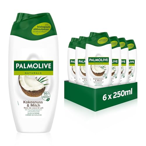 Palmolive Duschgel Naturals Kokosnuss & Milch 6x250ml - Cremedusche mit Feuchtigkeitsmilch und Kokos-Duft Palmolive Duschgel Naturals Kokosnuss & Milch 6x250ml - Cremedusche mit Feuchtigkeitsmilch und Kokos-Duft