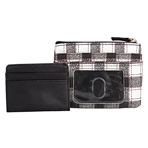 Julia Buxton Textured Plaid Vegan Leather Lg. Id Coin Case #TOP1