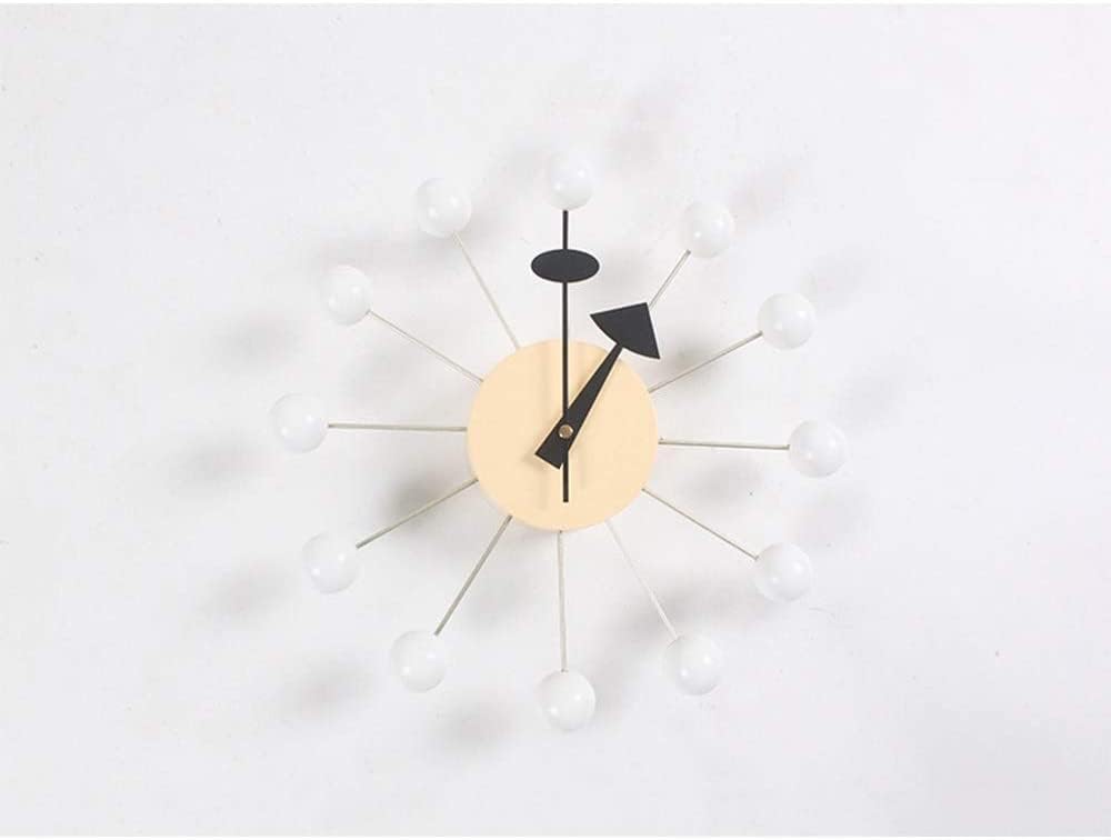 Wall Clock Solid Wood Wall Clock, Stylish Metal Wall Clock, White Candy Wall Clock, Living Room Bedroom Decoration Clock (32cm in Diameter)