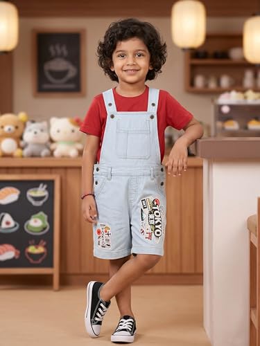 Image of KiddoPanti Boys Denim Dungaree Shorts