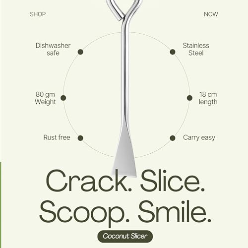 Image of Stainless Steel Coconut Slicer Cutter Tool for Kitchen | Coconut Opener, Grater, Scraper, White Remover | Heavy Duty Thengai Thuruvi | Manual Kitchen Accessories Items for Home Use (Pack of 1)