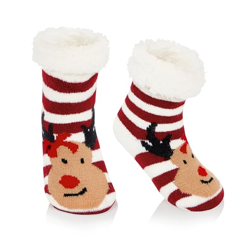 Zando Kids Christmas Socks Kids Fuzzy Socks Kids Slipper Socks for Kids Toddler Winter Socks Baby Christmas Socks