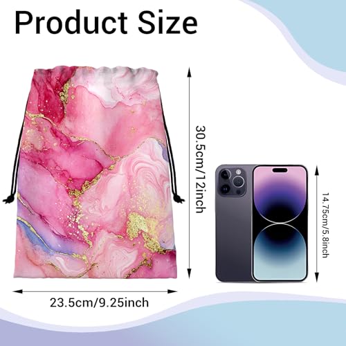 Image of Pink Gold Marble Gymnastics Grip Bag Lightweight Small Drawstring Grip Bags for Gym