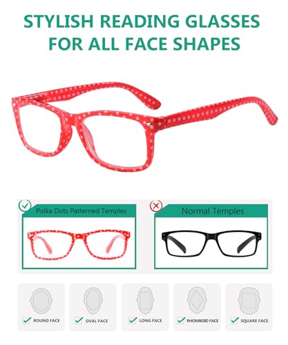 Image of Eyekeppe 4 Pack Polka Dots Reading Glasses Stylish Design Readers for Women Reading +3.00