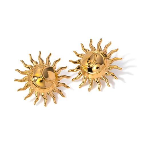 Gold Sun Stud Earrings Vintage Boho Statement Earrings for Women