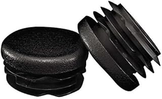 Prescott Plastics 2” (50.8mm) Outer Diameter Ribbed Plastic Hole Caps, Round Black Metal Tubing End Caps, Strong Furniture Leg Inserts, Impact & Weather Resistant, Made in The USA - 4 Pack