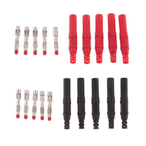 Preisvergleich Produktbild IPOTCH 10pcs Bananenstecker zum Multimeter Testsonde, inkl, Isolierung Hülse
