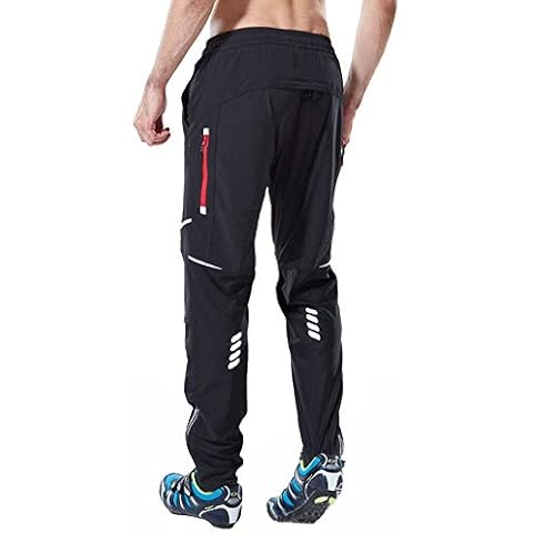 Ynport Crefreak Soft Cycling Trousers Mens MTB Mountain Bike Trousers Sport Running Long Pants Windproof Cycle Trousers Riding Bike Wear with Zip Pockets Black Cover