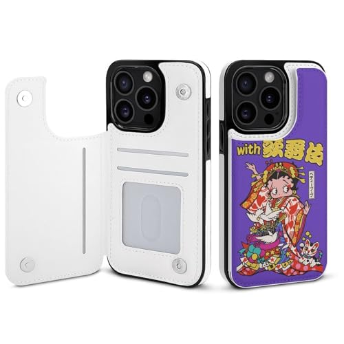 iPhone15Pro用ケース 手帳型 ベティちゃん スマホケース 財布型 アイフォン15Pro用ケース おしゃれ 軽量 背面 携帯カバー カード収納 スタンド機能 PUレザー 耐衝撃