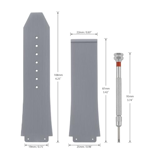 SANDEIN 25mm Watch Band Compatible with 25x19x22mm Soft Silicone Rubber Replacement Watch Straps by SANDEIN - Used condition - Image 5