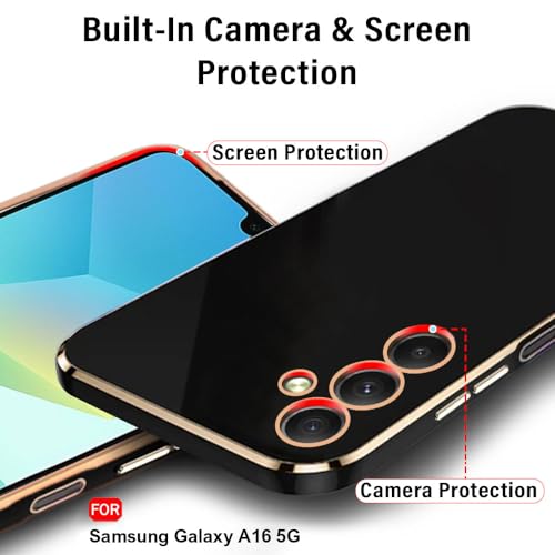 Image of TheGiftKart TPU Luxurious Golden-Plated Back Cover Case for Samsung Galaxy A16 5G|Raised Lips for Camera & Screen Protection|Shockproof Design|Stylish Back Case Cover for Samsung A16 5G