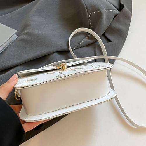 Women Crossbody Bag Fashion Shoulder Bag Lace Flower Square Bag Chinese Stylses Messengers Bag for Everyday Pearl cro4