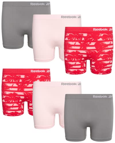 Reebok Girls' Boyshorts Underwear - 6 Pack Soft Stretch Seamless Girls Panties Boy Shorts - Cartwheel Shorts for Girls (6-16)