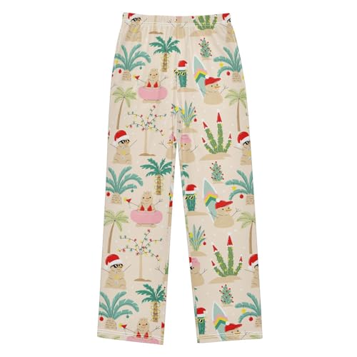 Aloha Xmas Snowman Boys Long Pants Soft Trousers Elastic Waist Kids Lounge Bottoms with Pockets S-XL