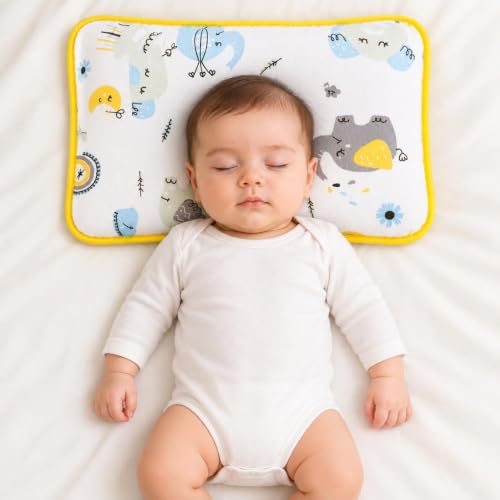 Image of Baby Pillow Elephant Print Muslin Pillow (White Elephant Print)