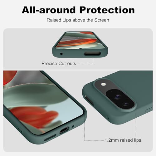 Image of Tobfit Back Cover Case Compatible with Google Pixel 9 /9 Pro, Case Cover Rugged Flexible Durable Anti-Slip Silicone Protection Shockproof Google Pixel 9 /9 Pro Back Cover (Dark Green)