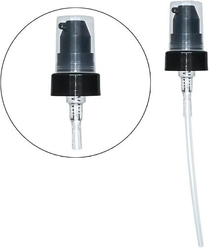 Miniatura 5 de GlassBottleOutlet (Paquete de 24) 4 oz. Ámbar Boston redondo con bomba de tratamiento negra