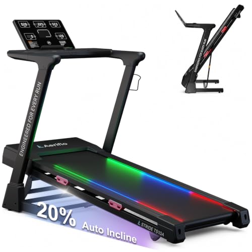 Image of Treadmills for Home with 20% Auto Incline, T510A Foldable Treadmill with 20 inch Extra Wide Running Belt, 12.4 MPH High Speed, Kinomap App & Wireless Charging, 3.5 HP Power Running Treadmill
