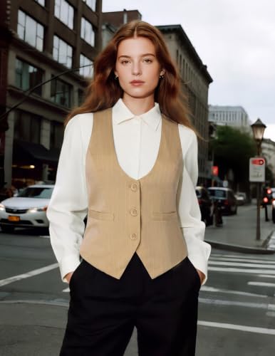 Image of GRACE KARIN Women's Suit Vest Top, Dressy Casual Sleeveless Button Waistcoat, Fromal Steampunk Blazer for Work Office