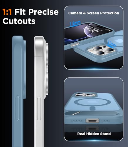 Image of Magnetic Compatible with iPhone 16 Pro Max Case, [Built-in Invisible Kickstand][Compatible with MagSafe][Military Grade Shockproof] Slim Translucent Matte Phone Case for iPhone 16 Pro Max 6.9 inch