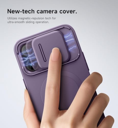 Image of SURITCH for iPhone 14 Pro Max Case with Magnetic Camera Slide Cover and Adjustable Kickstand, Compatible with MagSafe, Shockproof Bumper Case Slim Protective Cover 6.7 Inch, Dark Purple