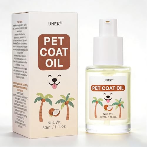 UNEK Huile démêlante Naturelle pour Chiens et Chats – Parfum Noix de Coco, Anti-nœuds, nourrissante & Brillante, sans rinçage, Huile de Soin pour Poils d’Animaux, 30 ML