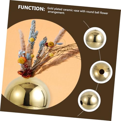 Vase céramique dorée électrolytique pot de fleurs forme boule - 7