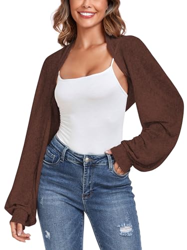 Image of ZAFUL Women's Sheer Shrug Y2K Long Sleeve Cardigans 2026 Irregular Tie Front Bolera