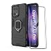 Produktbild ESTH® Kompatibel mit Oppo Find X5 Pro 5G Hülle mit 2 PACK Panzerglas [Strapazierfähig] Ring Ständer Case [für Handyhalterung Auto Magnet] Militär Stoßfest Handyhülle, Schwarz