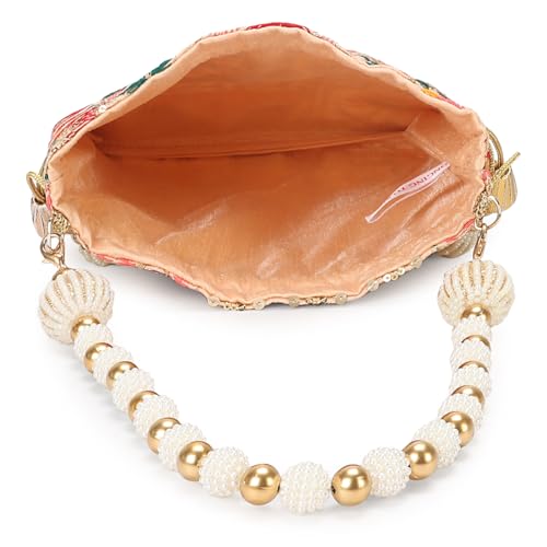 Image of LONGING TO BUY Indian Ethnic Pearls & Sequence Potli Bag for Women, Wedding Potli Bag and For Ethnic Wear