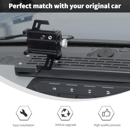 Image of Linskip Metal Dash Mount Phone Holder Compatible with 2021-2025 2026 Ford Bronco Raptor & Bronco 2 /4 Door, Custom Fit Phone Mount Expansion Platform